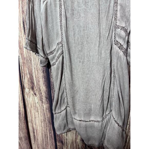 Anthropologie POL Sz S Tunic Top Boat Neck Embroidery Tassels Flounce Hem Boho - Picture 4 of 9